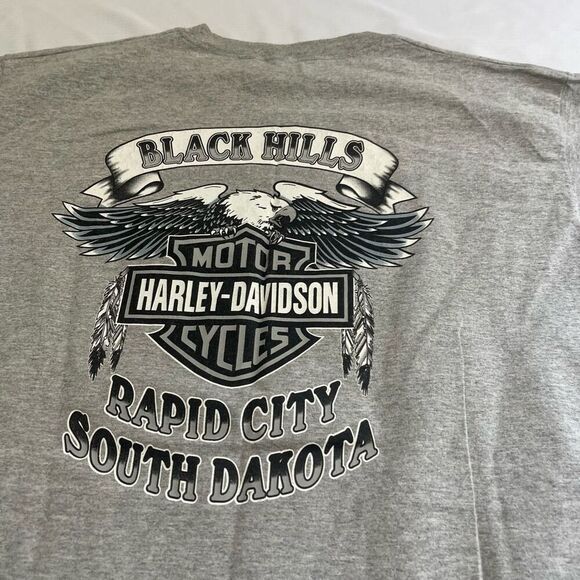 VTG Harley Davidson Grey Two Tone Rapid City South Dakota T-Shirt Size XL - Picture 1 of 9